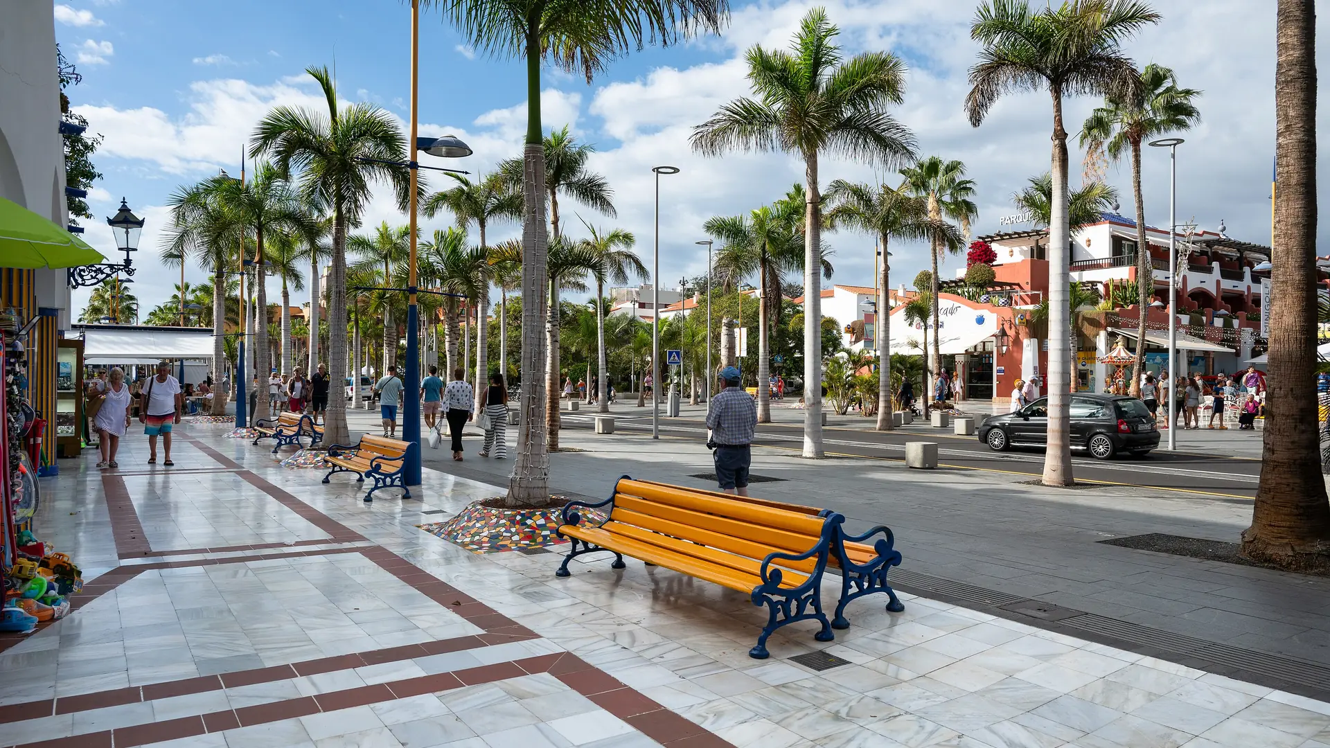The Avenida las Américas strip in southern Tenerife, where several of the island's dinner shows are staged
